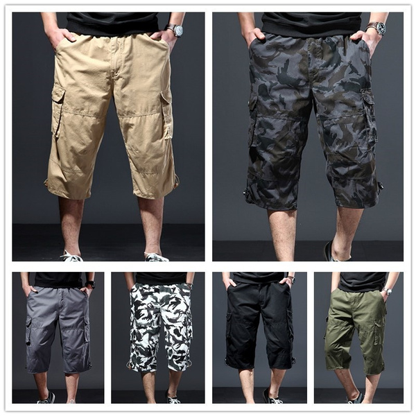 FASKUNOIE Men's 3/4 Capri Cargo Pants Below Knee Cotton Cropped 15 Inseam  Hiking Short Pants with 7 Pockets, Blue, 32 price in UAE | Amazon UAE |  kanbkam